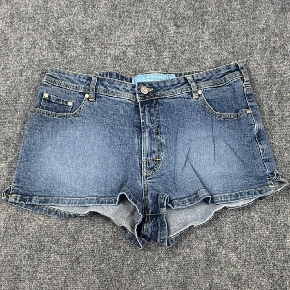 Azzure Denim Women Sandblast Blue Mini Shorts Size 36 Y2K Style 1232 NWT
